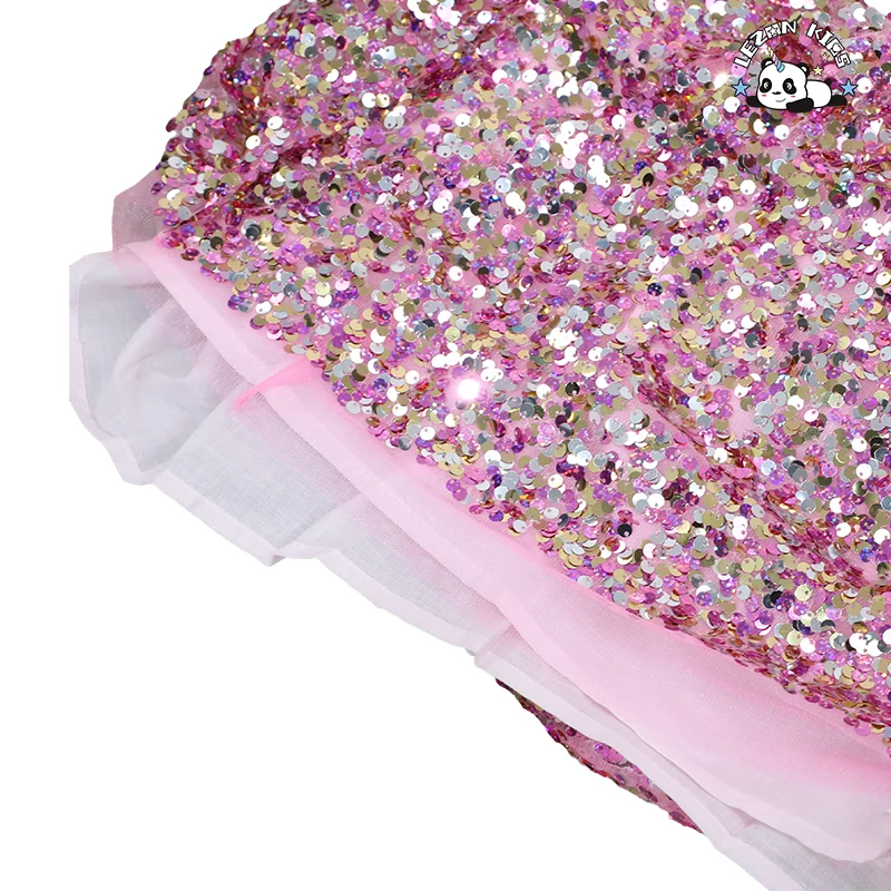 LEZONKIDS - Saias Rodadas Personalizáveis com Cintura Elástica e Lantejoulas Multicoloridas para Meninas